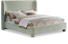 Seabreeze Mint Green Mint Chenille Fabric Upholstered King Bed - Ornate Home