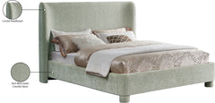 Seabreeze Mint Green Mint Chenille Fabric Upholstered Queen Bed - Ornate Home