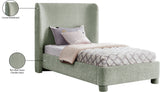Seabreeze Mint Green Mint Chenille Fabric Upholstered Twin Bed - Ornate Home
