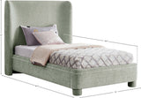 Seabreeze Mint Green Mint Chenille Fabric Upholstered Twin Bed - Ornate Home