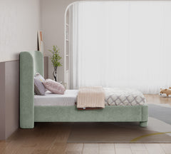 Seabreeze Mint Green Mint Chenille Fabric Upholstered Twin Bed - Ornate Home