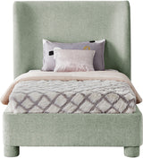 Seabreeze Mint Green Mint Chenille Fabric Upholstered Twin Bed - Ornate Home