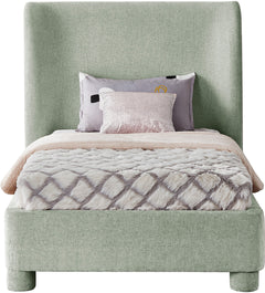 Seabreeze Mint Green Mint Chenille Fabric Upholstered Twin Bed - Ornate Home