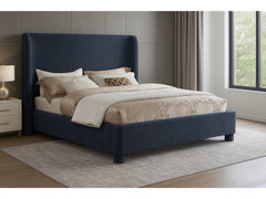 Seabreeze Navy Fabric Upholstered Full Bed - Ornate Home