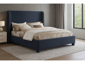 Seabreeze Navy Fabric Upholstered Full Bed - Ornate Home