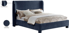 Seabreeze Navy Fabric Upholstered Queen Bed - Ornate Home