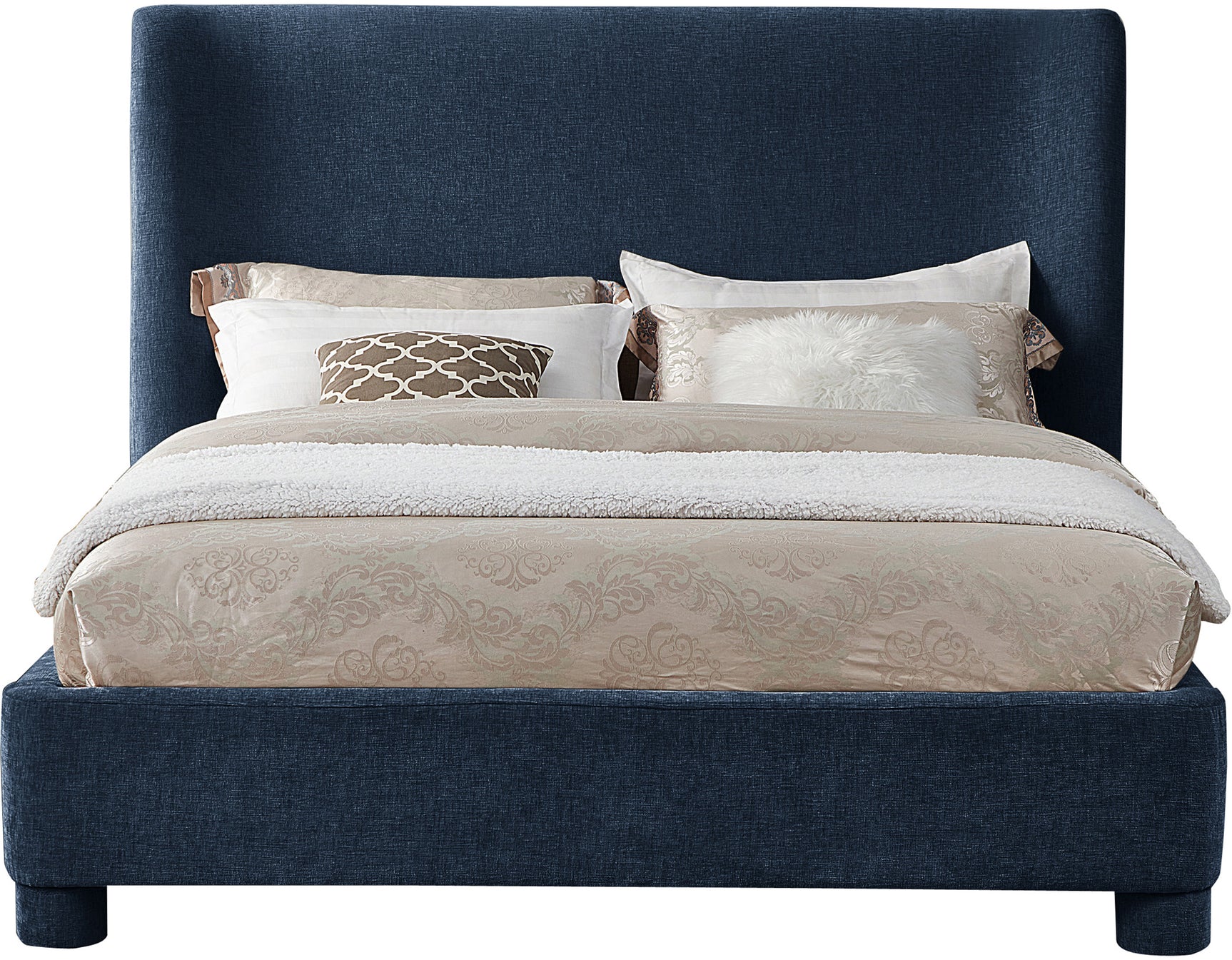 Seabreeze Navy Fabric Upholstered Queen Bed - Ornate Home