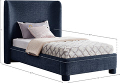 Seabreeze Navy Fabric Upholstered Twin Bed - Ornate Home