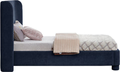 Seabreeze Navy Fabric Upholstered Twin Bed - Ornate Home