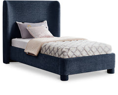 Seabreeze Navy Fabric Upholstered Twin Bed - Ornate Home