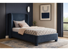 Seabreeze Navy Fabric Upholstered Twin Bed - Ornate Home