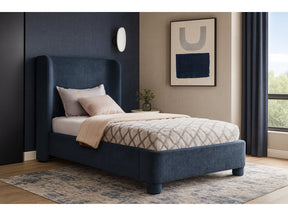 Seabreeze Navy Fabric Upholstered Twin Bed - Ornate Home