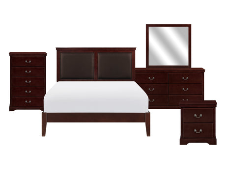 Seabright Cherry/Brown 5-Piece Queen Bedroom Set - Ornate Home