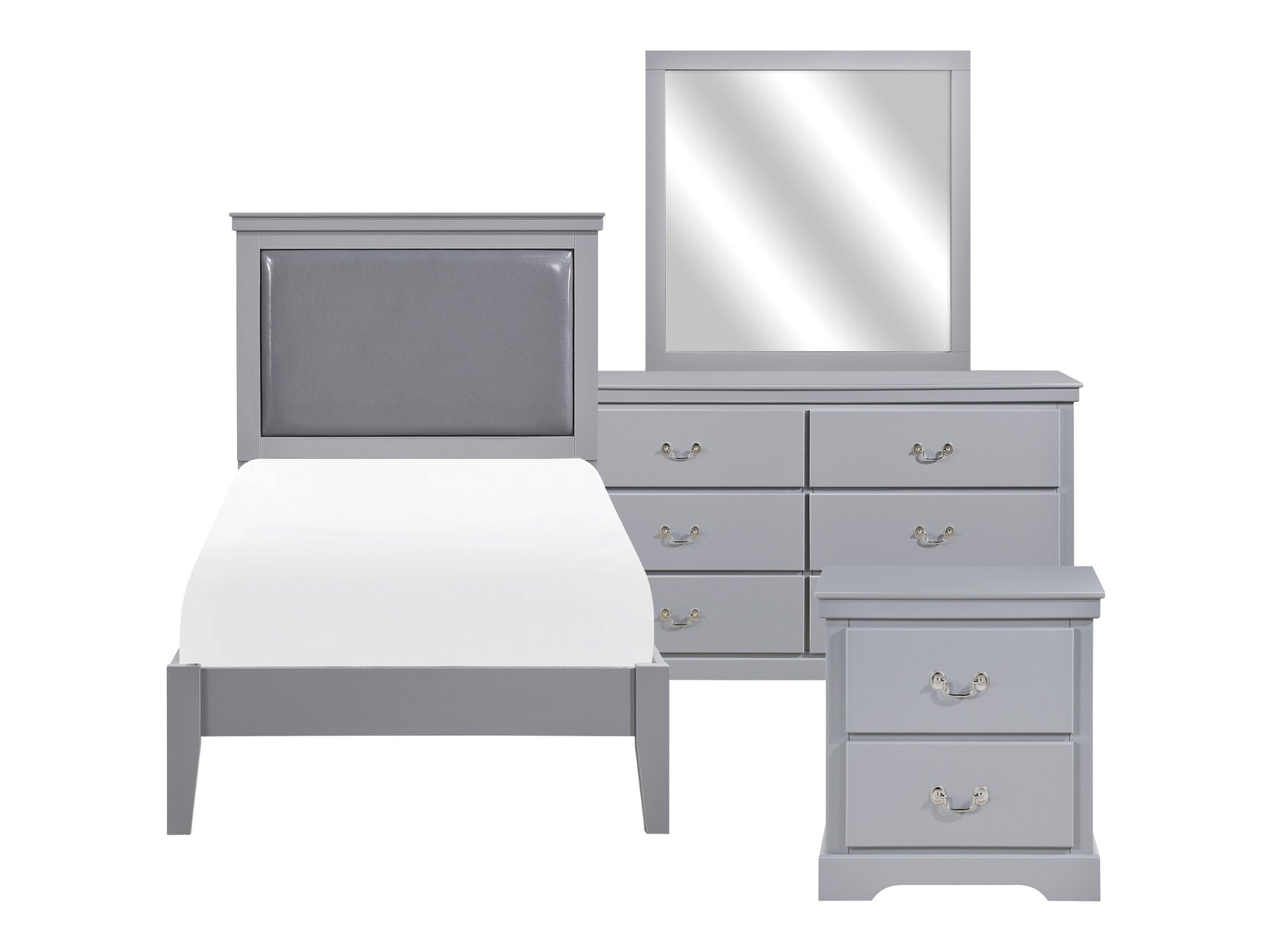 Seabright Gray 4-piece Twin Bedroom Set - Ornate Home