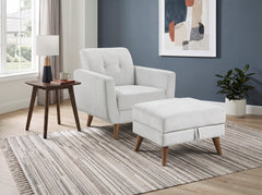 Seabrook Beige Storage Ottoman - Ornate Home