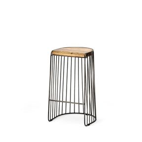 Seagram Brown/Black Seat Metal Frame Stool - Ornate Home