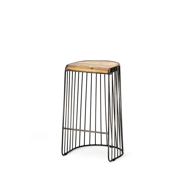 Seagram Brown/Black Seat Metal Frame Stool - Ornate Home