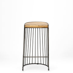 Seagram Brown/Black Seat Metal Frame Stool - Ornate Home
