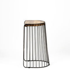 Seagram Brown/Black Seat Metal Frame Stool - Ornate Home