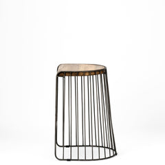 Seagram Brown/Black Wood Seat Metal Frame Stool