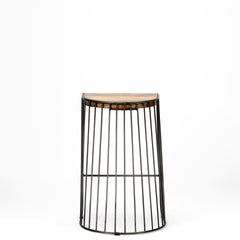Seagram Brown/Black Wood Seat Metal Frame Stool