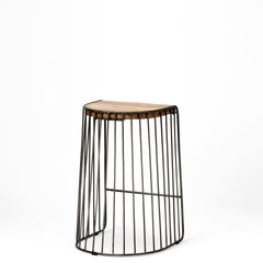 Seagram Brown/Black Wood Seat Metal Frame Stool