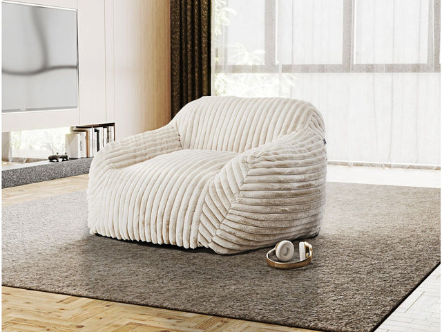 Sealy Ebsen Taupe Corduroy Lounger Sack Chair - Ornate Home