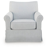 Searcy White/Navy Swivel Glider Accent Chair - Ornate Home