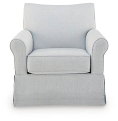 Searcy White/Navy Swivel Glider Accent Chair - Ornate Home