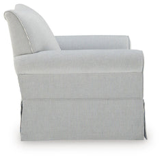 Searcy White/Navy Swivel Glider Accent Chair - Ornate Home