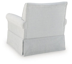 Searcy White/Navy Swivel Glider Accent Chair - Ornate Home