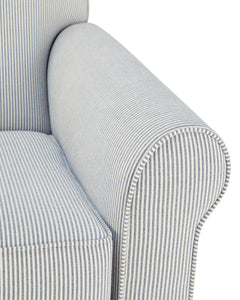 Searcy White/Navy Swivel Glider Accent Chair - Ornate Home