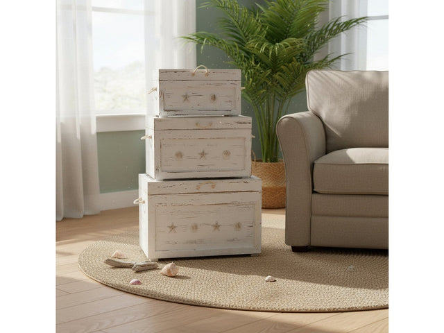 Seaside White 3-Piece Trunks - Ornate Home