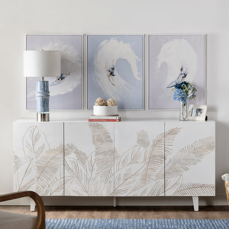 Seaside White/Brown Four-Door Sideboard - Ornate Home