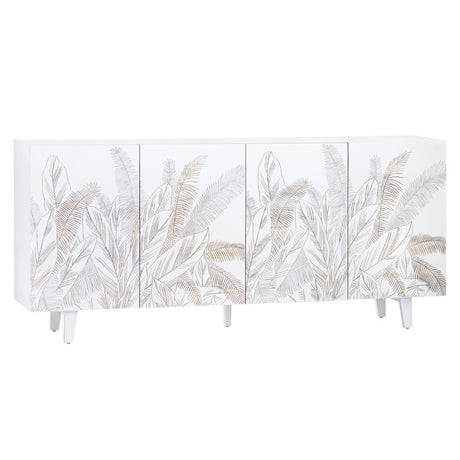 Seaside White/Brown Four-Door Sideboard - Ornate Home
