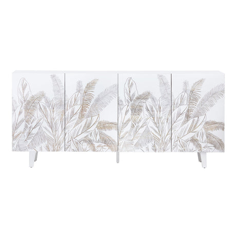 Seaside White/Brown Four-Door Sideboard - Ornate Home