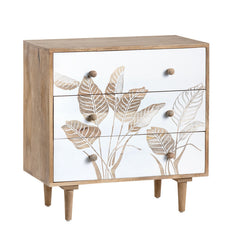 Seaside White/Brown Three-Drawer Chest - Ornate Home