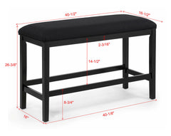 Sebastian Black Counter Height Bench - Ornate Home