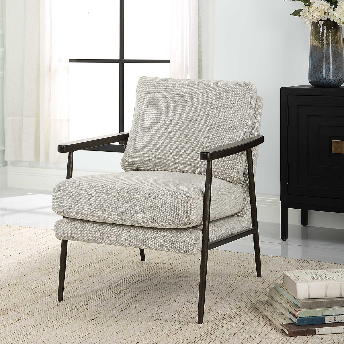 Sebastian White Cast Iron Accent Chair - Ornate Home