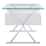 Sector White 71" Glass Top Glass Office Desk - Ornate Home