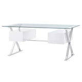 Sector White 71" Glass Top Glass Office Desk - Ornate Home