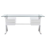 Sector White 71" Glass Top Glass Office Desk - Ornate Home