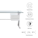 Sector White 71" Glass Top Glass Office Desk - Ornate Home