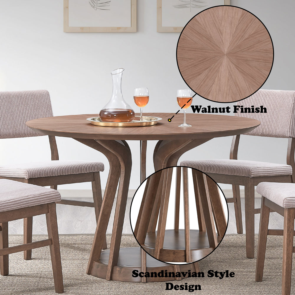 Seda Walnut Round Dining Table - Ornate Home