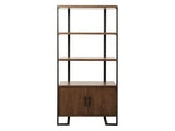 Sedley Walnut/Black Metal Bookcase - Ornate Home