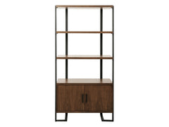 Sedley Walnut/Black Metal Bookcase - Ornate Home
