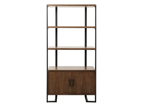 Sedley Walnut/Black Metal Bookcase - Ornate Home