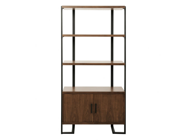 Sedley Walnut/Black Metal Bookcase - Ornate Home