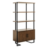 Sedley Walnut/Black Metal Bookcase - Ornate Home