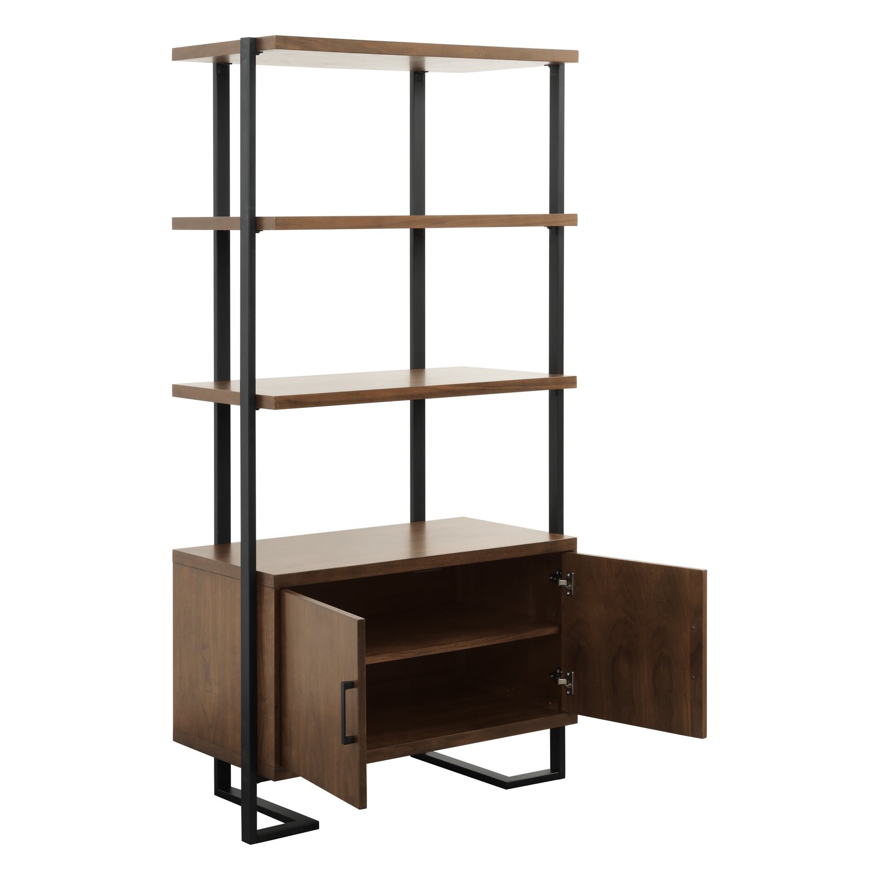 Sedley Walnut/Black Metal Bookcase - Ornate Home